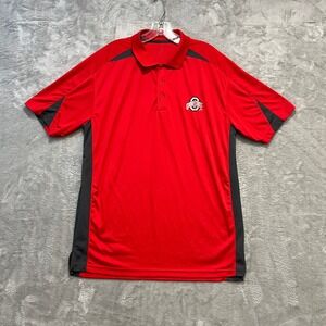 Ohio State Buckeys Polo Mens *L Red Short Sleeve Shirt Embroidered Buckeyes NCAA